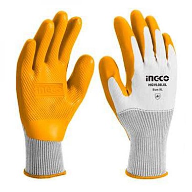 Перчатки текстурированные с латексным покрытием XL INGCO HGVL08-XL INDUSTRIAL (12/120)