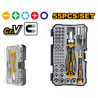 Набор отвертка реверсивная 55 шт INGCO HKSDB0558 INDUSTRIAL