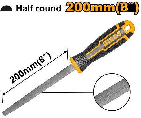 Напильник полукруглый по металлу 200 мм INGCO HSHF088 INDUSTRIALP