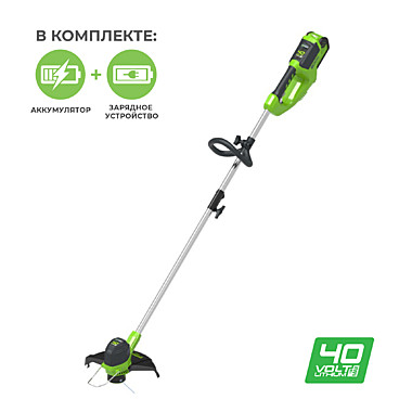40В Триммер струнный (в комплекте АКБ 2А.ч и ЗУ) GREENWORKS
