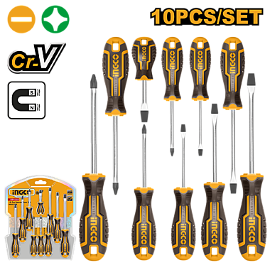 Набор отвeрток 10 шт INGCO HKSD1028 INDUSTRIAL