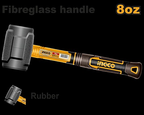 Киянка 220 гр резиновая черная фибергласовая ручка INGCO HRUH8808
