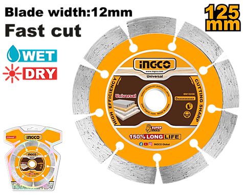 Круг алмазный сегментный 125 мм INGCO INDUSTRIAL DMD011251