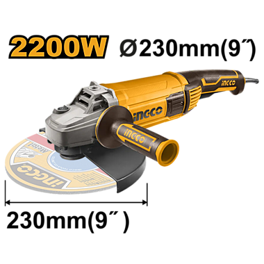 Угловая шлифовальная машина (УШМ) INGCO AG220018 INDUSTRIAL 230 мм 2,2 кВт