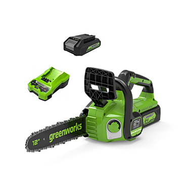 Цепная пила аккумуляторная Greenworks GD24CS30, 24V, 30см, бесщеточная, c АКБ 4 Ач и ЗУ (2007007UB)