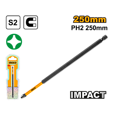Бита PH2 250мм ударная 1 шт INGCO SDBIM71PH2250 INDUSTRIAL