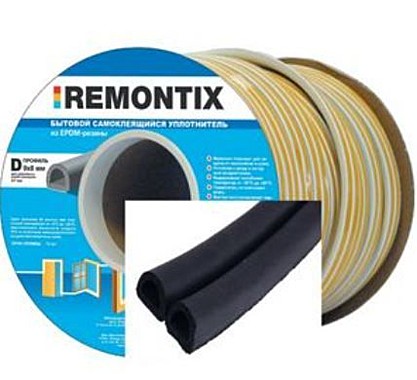 УПЛОТНИТЕЛЬ REMONTIX D-ПРОФИЛЬ ЧЕРНЫЙ 14*12ММ. 