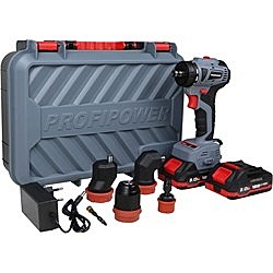 Аккумуляторный бесщеточный шуруповерт со сменными насадками PROFIPOWER MKBL-18BM (18В, 45Нм, Li-ion-