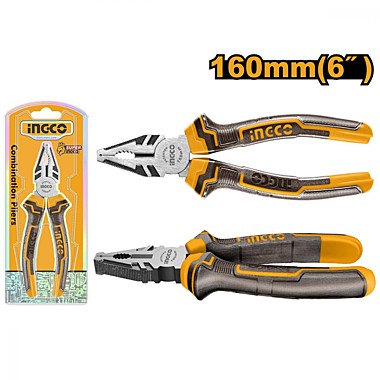 Плоскогубцы 160мм INGCO двухкомпонентные ручки (20) HCP08168