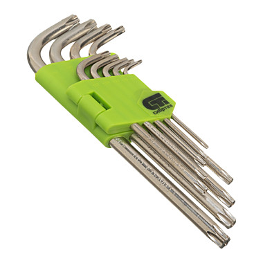 Набор ключей имбусовых Tamper-Torx, 9 шт.: TT10-ТT50, 45x, закаленные, удлиненные, никель// Сибртех
