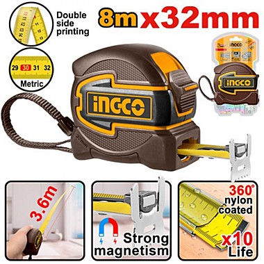 Рулетка 8м*32 мм INGCO HSMT80832M INDUSTRIAL