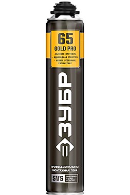 GOLD PRO 65 пена монтажная мелкопористая с увелич. выходом, пистолетная, всесезонная, 850мл, SVS,  З